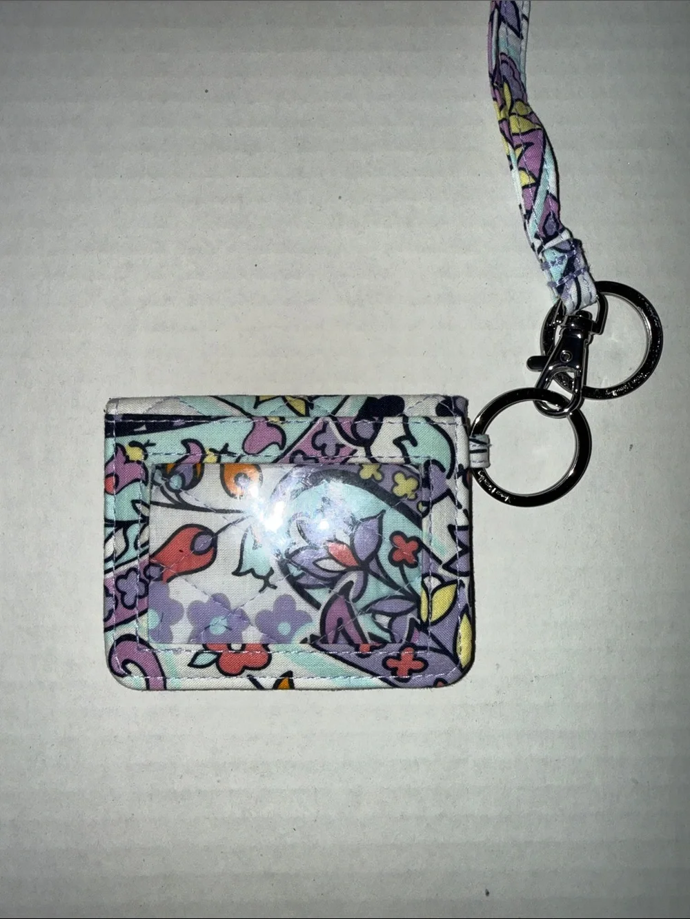 Vera Bradley Quilted Paisley Lanyard Card Holder in Lavender, Yellow, Aqua